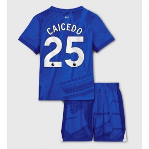 Chelsea Moises Caicedo #25 Hjemmebanetrøje Børn 2025-26 Kortærmet (+ Korte bukser)